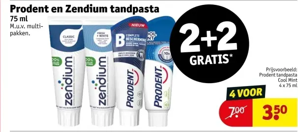 Aanbieding: Prodent en Zendium tandpasta
