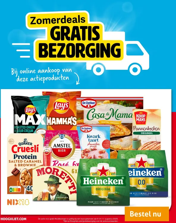Aanbieding: Gratis bezorging bij: Heineken Original / 0.0 Bier / Lay's en meer