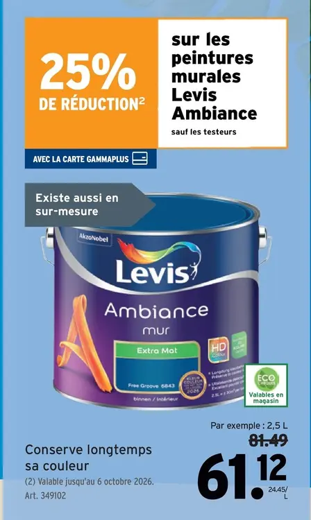 Offre: Levis Ambiance mur Extra Mat