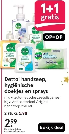 Aanbieding: Dettol handzeep, hygiënische doekjes en spray