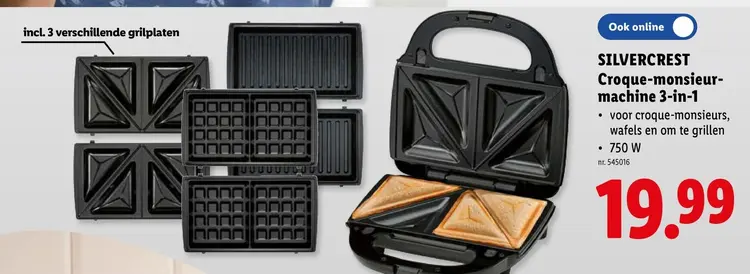 Promotie: Croque-monsieur-machine 3-in-1