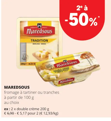 Offre: Maredsous fromage à tartiner ou tranches