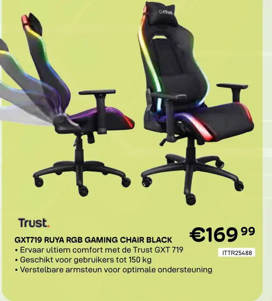 Promotie: Gxt719 ruya rgb gaming chair black