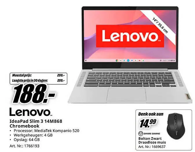 Aanbieding: IdeaPad Slim 3 14M868 Chromebook