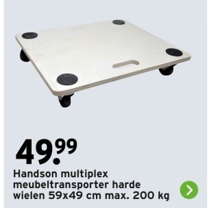 Aanbieding: Multiplex meubeltransporter harde wielen