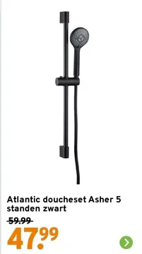 Aanbieding: Atlantic doucheset Asher 5 standen zwart
