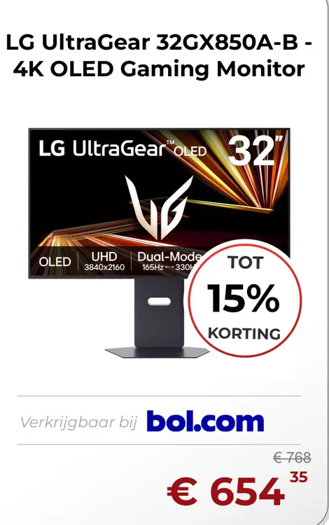 Aanbieding: UltraGear 32GX850A-B - 4K OLED Gaming Monitor