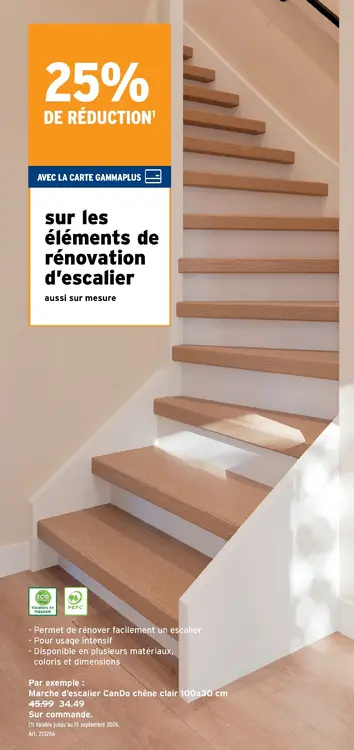 Offre: Marche d'escalier CanDo chêne clair 100x30 cm