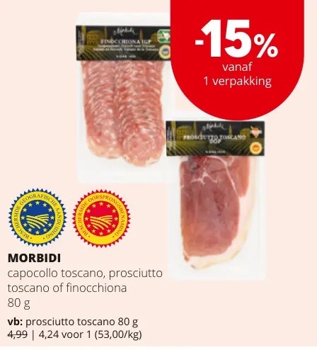 Promotie: capocollo toscano, prosciutto toscano of finocchiona