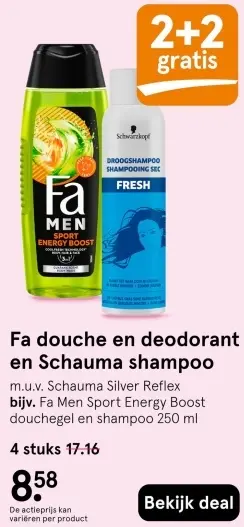 Aanbieding: Douche en deodorant en Schauma shampoo