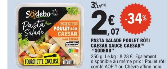 Offre: Pasta salade poulet rôti Caesar sauce Caesar