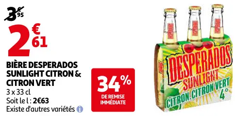 Promotie: Bière Desperados sunlight citron & citron vert