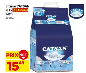 Offre: Litière pour chat CatSan 17 L + 3 L gratuit