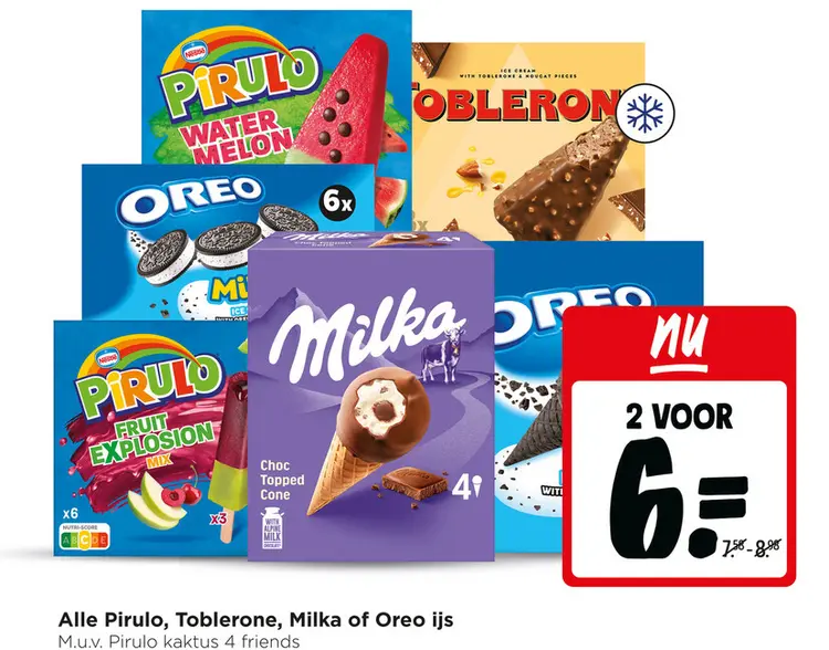 Aanbieding: Pirulo, Toblerone, Milka of Oreo ijs