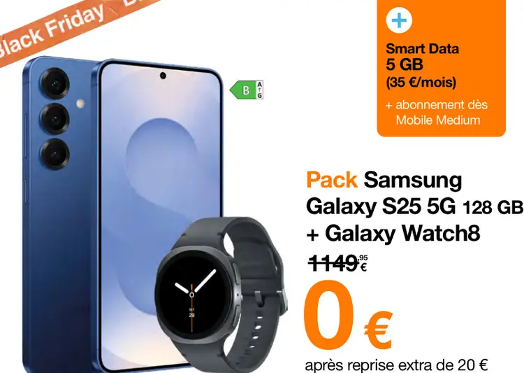 Offre: Galaxy S25 5G 128 GB + Galaxy Watch8
