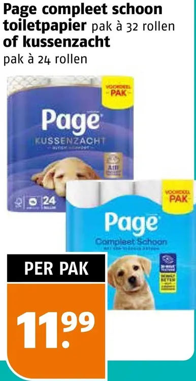 Aanbieding: Compleet schoon toiletpapier pak à 32 rollen of kussenzacht pak à 24 rollen