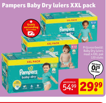 Aanbieding: Pampers Baby Dry luiers XXL pack