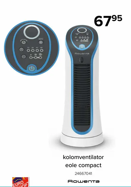 Promotie: Rowenta Eole Compact VU6210 Mini Torenventilator - 6 Snelheden - Effitech Motor - Wit
