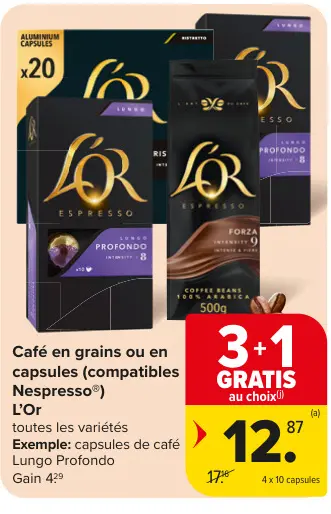 Offre: Café en grains ou en capsules