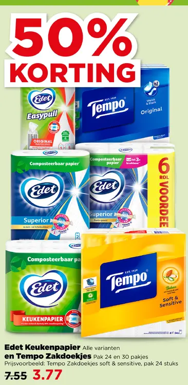 Aanbieding: Edet Keukenpapier en Tempo Zakdoekjes
