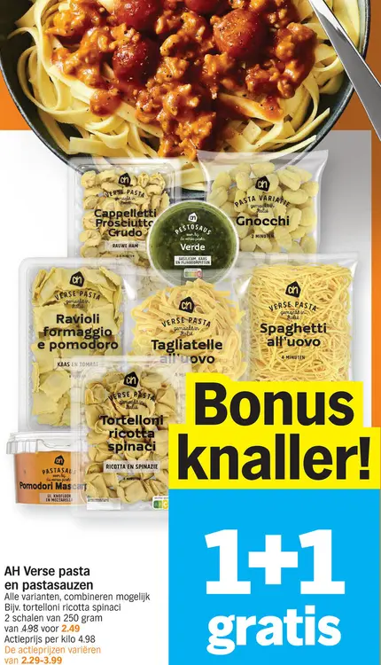 Promotie: Verse pasta en pastasauzen
