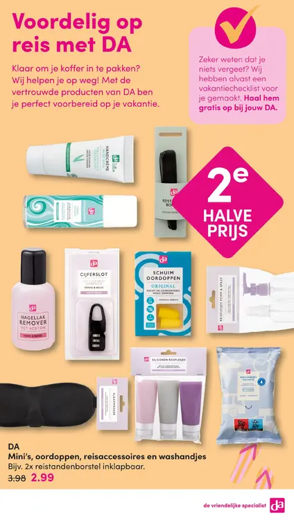 Aanbieding: Mini's, oordoppen, reisaccessoires en washandjes