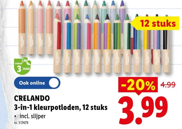 Promotie: CRELANDO 3-in-1 kleurpotloden