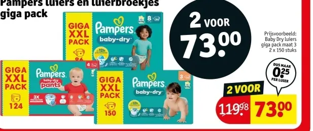 Aanbieding: Pampers luiers en luierbroekjes giga pack