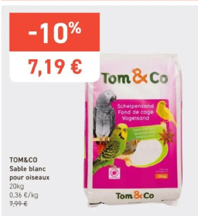 Offre: Sable blanc pour oiseaux