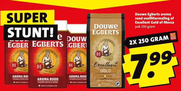 Aanbieding: Douwe Egberts aroma rood snelfiltermaling of Excellent Gold of Mocca