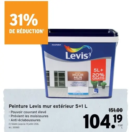 Offre: Peinture Levis mur extérieur
