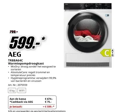 Promotie: AEG TR88A64C Warmtepompdroogkast