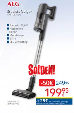Aanbieding: AEG Steelstofzuiger AP61CB21DG