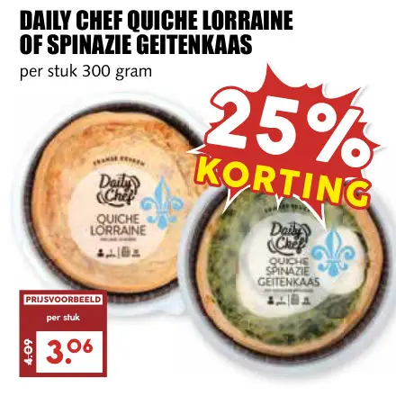 Aanbieding: Quiche lorraine of spinazie geitenkaas