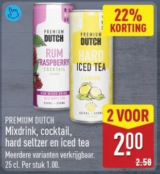 Aanbieding: Mixdrink, cocktail, hard seltzer en iced tea