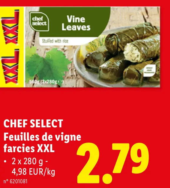 Offre: Feuilles de vigne farcies XXL