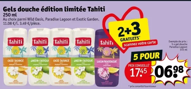 Offre: Gels douche édition limitée Tahiti