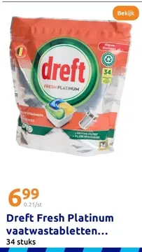 Aanbieding: Dreft Fresh Platinum vaatwastabletten...