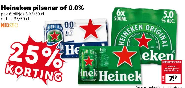 Aanbieding: Heineken pilsener of 0.0%