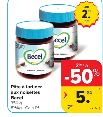 Offre: Pâte à tartiner aux noisettes