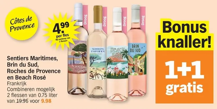 Promotie: Côtes de Provence Sentiers Maritimes, Brin du Sud, Roches de Provence en Beach Rosé
