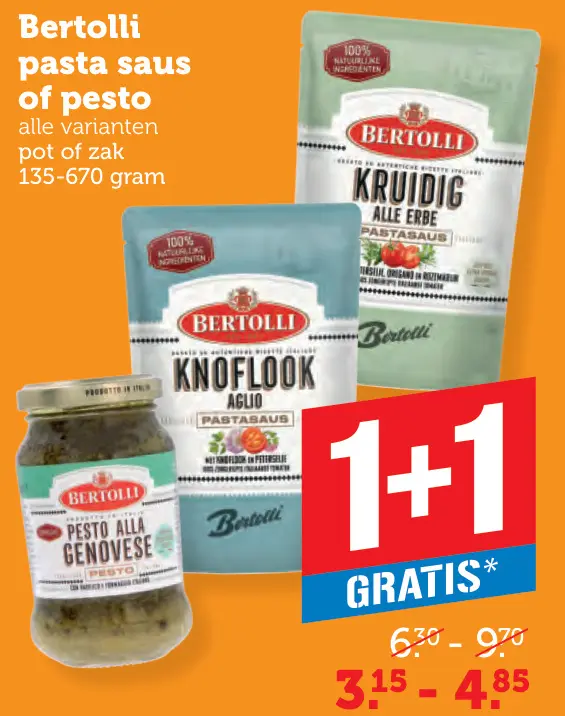 Aanbieding: pasta saus of pesto