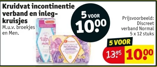Aanbieding: Incontinentie verband en inlegkruisjes