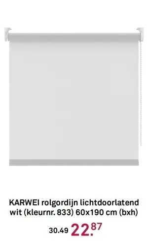 Aanbieding: Rolgordijn lichtdoorlatend wit 60x190 cm