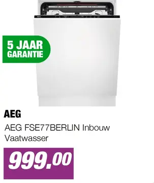 Aanbieding: AEG FSE77BERLIN Inbouw Vaatwasser