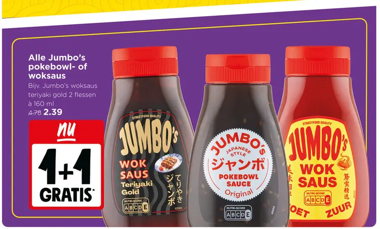 Aanbieding: Alle Jumbo's pokebowl- of woksaus