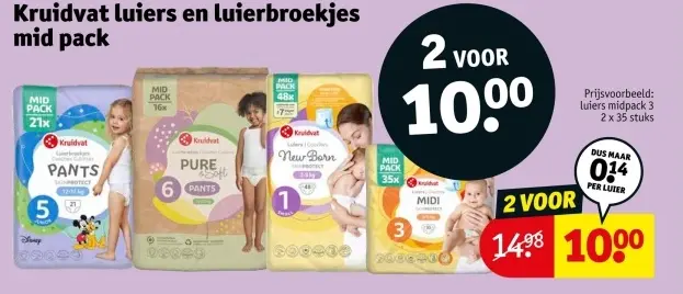 Aanbieding: luiers en luierbroekjes mid pack