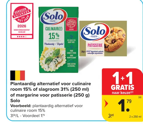 Promotie: Plantaardig alternatief voor culinaire room 15% of slagroom 31% of margarine voor patisserie