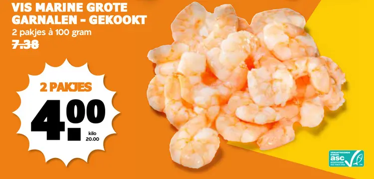 Aanbieding: Grote gekookte garnalen
