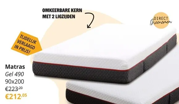 Promotie: Matras GEL 490 Omkeerbaar Comfort 90x200